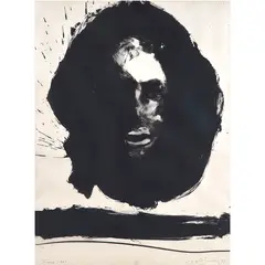 Face by Nathan Oliveira, 1967, lithograph, sold Nov 2022