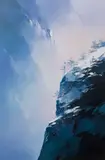 Untitled (Mountain Snow Scene) by Thomas Leung, 1991, oil on canvas, sold Nov 2022