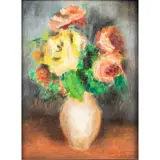 Roses by Louis Auguste Mathieu Legrand, oil on panel, sold Nov 2022