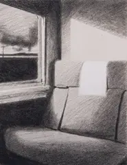 Train Interior by John Register, 1989, lithograph, sold Nov 2022