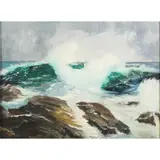 Untitled (Crashing Waves) by Franz Bischoff, oil on canvas, sold Nov 2022
