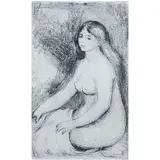 Baigneuse Assise," circa by Pierre-Auguste Renoir, etching in blue on woven paper, sold Nov 2022