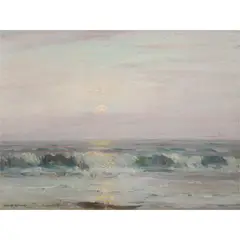 Untitled (Sunset on the Coast) by Granville Redmond, oil on canvas, sold Nov 2022