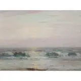 Untitled (Sunset on the Coast) by Granville Redmond, oil on canvas, sold Nov 2022