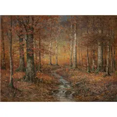 The Autumn Woods by John Elwood Bundy, 1925, oil on canvas, sold Nov 2022