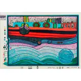 Regentag auf Liebe Wellen (Rainy Day on Waves of Love),� 1971-1972 by Friedensreich Hundertwasser, screenprint in colors with metallic embossing and ground glass, sold Nov 2022