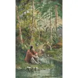 Untitled (Native American Smoking a Pipe) by William Roethgen, 1904, watercolor, sold Nov 2022