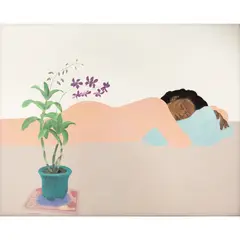 Sleeping Woman with Orchids by Pegge Hopper, oil on canvas, sold Dec 2022