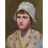 Untitled (Portrait of a Young Lady) by Elizabeth Nourse, oil on canvas, sold Dec 2022