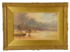 On the Coast of Cornwall by Walter Cooke, 1874, watercolor, sold Oct 2025