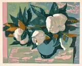 Still Life by Alfred Krenz, woodcut, sold Jul 2024