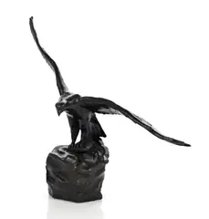 Fish Eagle on rocky base by Jean Doyle, bronze, sold Jul 2024