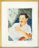 Tennessee Williams by William Evaul, Woodcut Print in Colors, sold Aug 2024