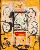Faces by Eva Bouzard-Hui, Collage on Canvas, sold Aug 2024