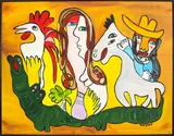 Abstract Figures by José Fúster, 2006, Acrylic on Canvas Board, sold Aug 2024