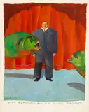 Mr. Peahead and His Flying Piranhas by Michael Paraskevas, Acrylic on Paper, sold Aug 2024
