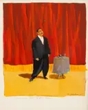 The Man Who Eats Rocks by Michael Paraskevas, circa 1989, Acrylic on Paper, sold Aug 2024