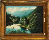 River Landscape Scene by G.H. Word, 1939, Oil on Board, sold Aug 2024