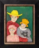 Family With Cat by Kayo Lennar, 2006, Mixed Media on Canvas, sold Aug 2024
