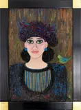 The Green Bird / Myriam from Kiev by Kayo Lennar, 1985, Oil on Canvas, sold Aug 2024