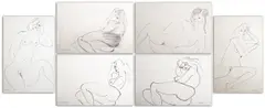 Six Nude Woman Studies by Norman Carton, Ink on Paper, sold Aug 2024