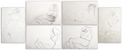 Six Nude Woman Studies by Norman Carton, Ink on Paper, sold Aug 2024