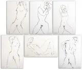 Six Nude Woman Studies by Norman Carton, Ink on Paper, sold Aug 2024