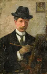 Untitled by Ferdinand Maesch, oil on wood board, sold Apr 2025