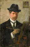 Untitled by Ferdinand Maesch, oil on wood board, sold Apr 2025