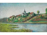 Dorf an Einem Flussufer by Léo Gausson, oil on canvas, offered Mar 2025