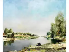 Die Leie im Sommer by Albert Saverys, oil on canvas, sold Jul 2020