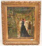 Dame in einem italienischen Garten mit Laubengang by Adolf Echtler, 1868, oil on canvas, offered Jun 2021