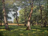 Grasendes Reh im Eichenwald by Wilhelm Fritzel, oil on canvas, sold Jun 2021