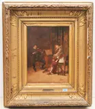 Die Musikstunde by Charles François Pécrus, oil on panel, offered Jun 2021