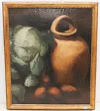 Stillleben mit Tonkrug, Kohl und Kartoffeln by Jacint Salvadó i Aragonès, oil on canvas, offered Jun 2021