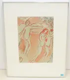 Adam und Eva Vertreibung aus dem irdischen Paradies by Marc Chagall, 1960, color lithograph, sold Jun 2021