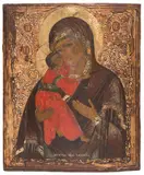 Russisch, um 1800 by Gottesmutter von Wladimir, tempera, sold Jun 2021