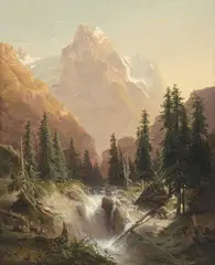 Vue du Wetterhorn, effet du matin", 1839 by Alexandre Calame, oil on canvas, sold Jun 2021