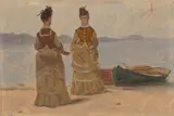 Conversation à Ouchy by François Bocion, oil, sold Jun 2021