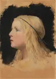 Blondes Mädchen by Albert Anker, oil, sold Jun 2021