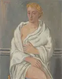 Femme au peignoir", 1951 by Wilhelm Gimmi, oil on canvas, sold Jun 2021