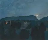 Vollmondnacht in Unterseen, um 1960 by Victor Surbek, oil on canvas, sold Jun 2021