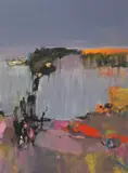 L'heure bleue, 1969 by Fernand Giauque, oil on canvas, sold Jun 2021