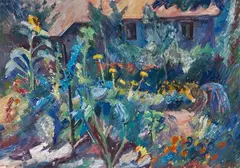 Im Garten des Künstlers by Adolf Weber, oil on canvas, sold Jun 2021