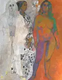 Drei Frauen by Hugo Wetli, oil on canvas, sold Jun 2021