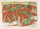Ziegenherde by Alois Carigiet, 1973, color lithograph, sold Jun 2021