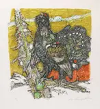 Auerhahn 2 by Alois Carigiet, 1976, color lithograph, sold Jun 2021