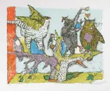 Volière by Alois Carigiet, 1978, color lithograph, sold Jun 2021