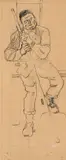 Freiburger Senn von der Alp absteigend by Ferdinand Hodler, pencil, offered Jun 2021