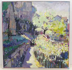 Burgdorf, Garten Kreuzbühl by Fred Baumann, oil on board, sold Jun 2021